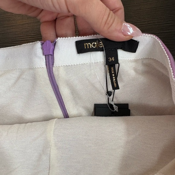 MAJE Lilac Mini Skirt Skort with Silver Button Detail NWT XS & built in shorts - Picture 7 of 14